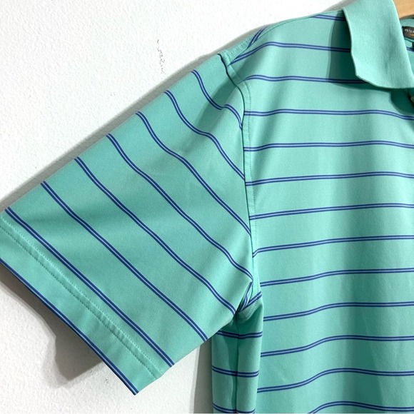 Peter Millar Summer Comfort E4 Performance Polo Shirt Aqua Blue Golf EUC size M - Picture 4 of 9